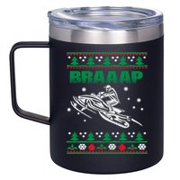 Braaap Snowmobiling Ugly Christmas 12oz Stainless Steel Coffee Mug