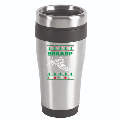 Braaap Snowmobiling Ugly Christmas 16oz Travel Tumbler