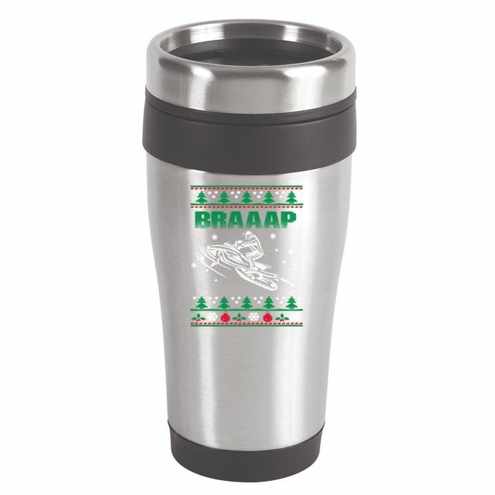 Braaap Snowmobiling Ugly Christmas 16oz Travel Tumbler