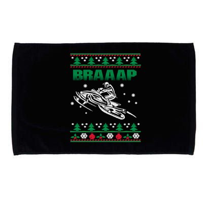 Braaap Snowmobiling Ugly Christmas Microfiber Hand Towel