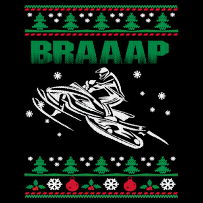 Braaap Snowmobiling Ugly Christmas Cropped Pullover Crew