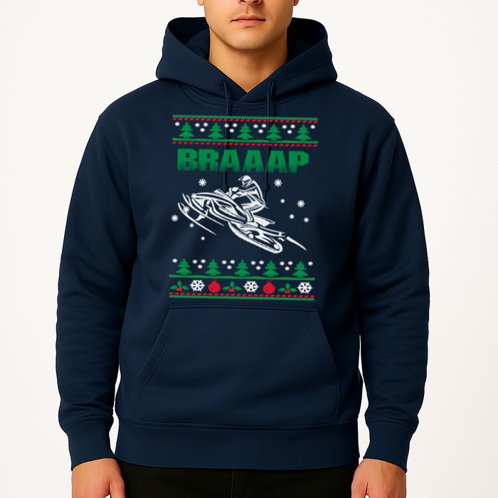 Braaap Snowmobiling Ugly Christmas Hoodie