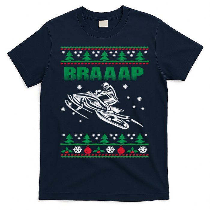 Braaap Snowmobiling Ugly Christmas T-Shirt