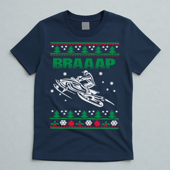 Braaap Snowmobiling Ugly Christmas T-Shirt