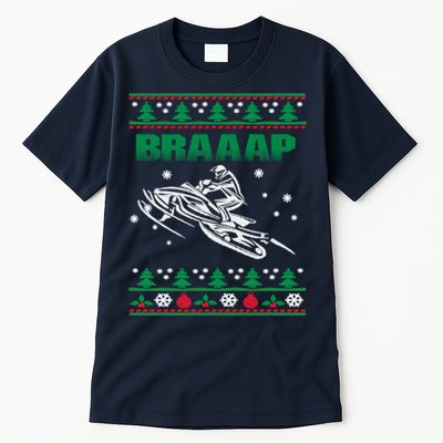 Braaap Snowmobiling Ugly Christmas Tall T-Shirt