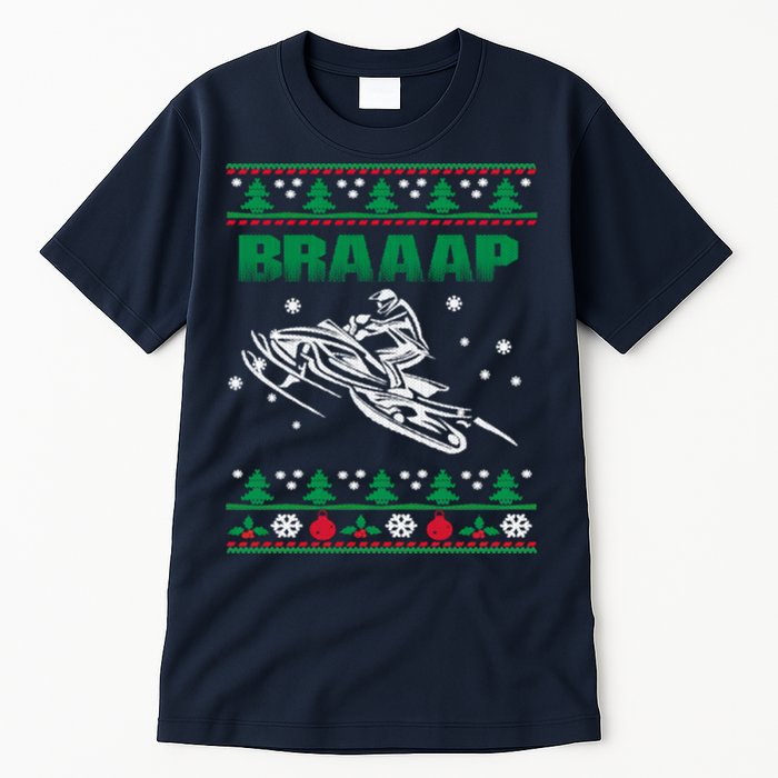 Braaap Snowmobiling Ugly Christmas Tall T-Shirt