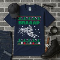 Braaap Snowmobiling Ugly Christmas Tall T-Shirt