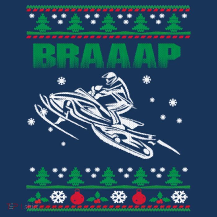 Braaap Snowmobiling Ugly Christmas Tall T-Shirt