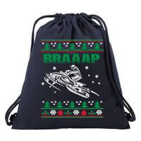Braaap Snowmobiling Ugly Christmas Drawstring Bag