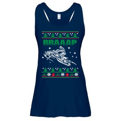 Braaap Snowmobiling Ugly Christmas Ladies Essential Flowy Tank