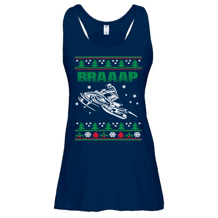Braaap Snowmobiling Ugly Christmas Ladies Essential Flowy Tank
