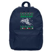 Braaap Snowmobiling Ugly Christmas 16 in Basic Backpack