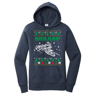 Braaap Snowmobiling Ugly Christmas Women's Pullover Hoodie