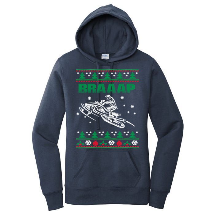 Braaap Snowmobiling Ugly Christmas Women's Pullover Hoodie