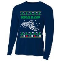 Braaap Snowmobiling Ugly Christmas Cooling Performance Long Sleeve Crew