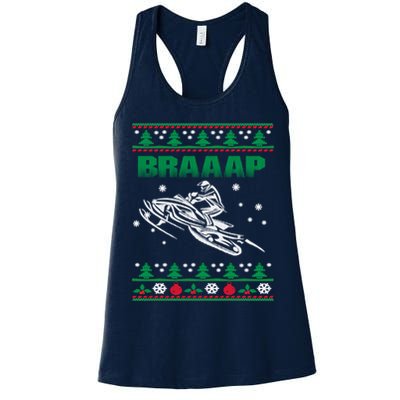 Braaap Snowmobiling Ugly Christmas Womens Tank Top