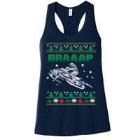 Braaap Snowmobiling Ugly Christmas Womens Tank Top