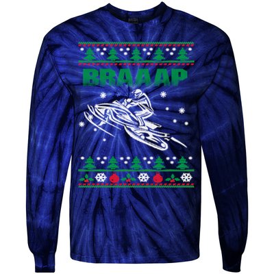 Braaap Snowmobiling Ugly Christmas Tie-Dye Long Sleeve Shirt