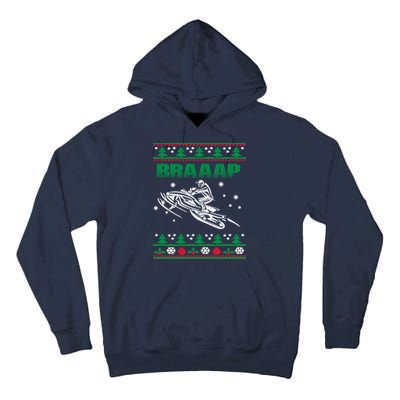 Braaap Snowmobiling Ugly Christmas Tall Hoodie