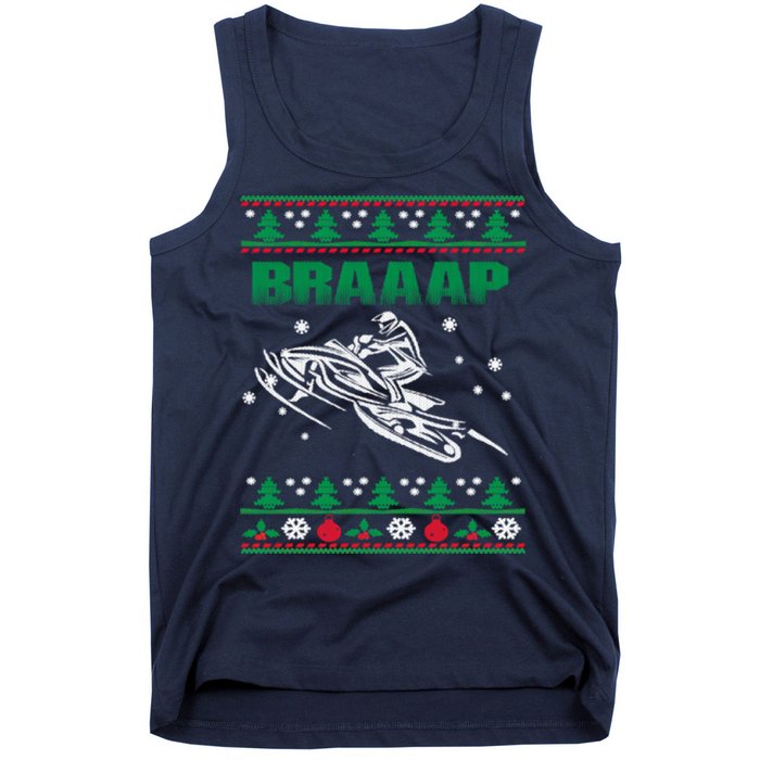 Braaap Snowmobiling Ugly Christmas Tank Top