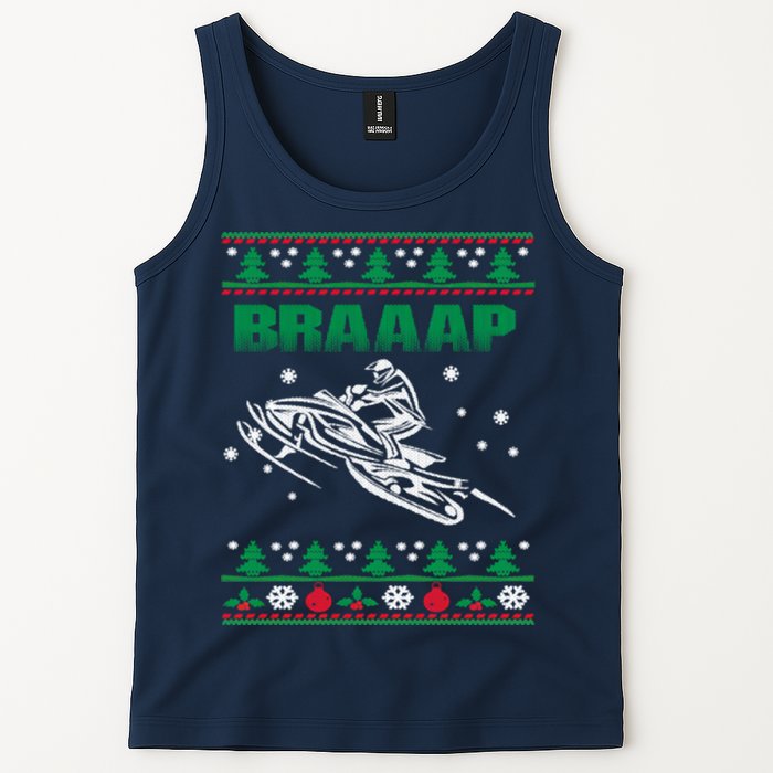 Braaap Snowmobiling Ugly Christmas Tank Top