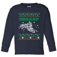Braaap Snowmobiling Ugly Christmas Toddler Long Sleeve Shirt