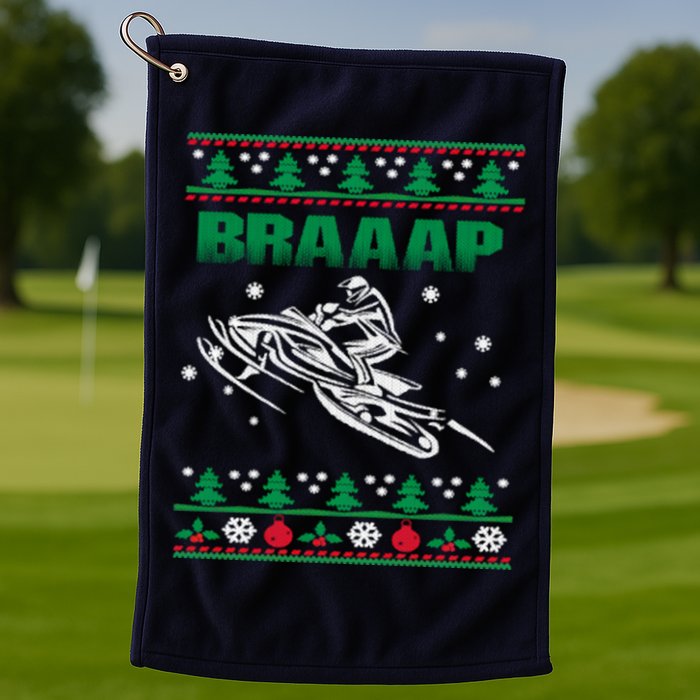 Braaap Snowmobiling Ugly Christmas Golf Towel
