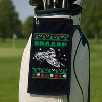 Braaap Snowmobiling Ugly Christmas Golf Towel