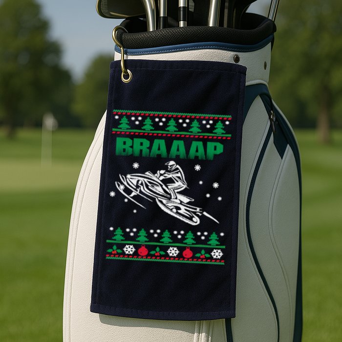 Braaap Snowmobiling Ugly Christmas Golf Towel