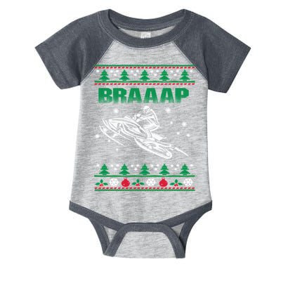 Braaap Snowmobiling Ugly Christmas Infant Baby Jersey Bodysuit