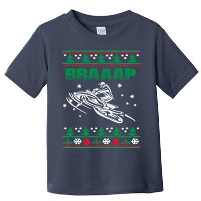 Braaap Snowmobiling Ugly Christmas Toddler T-Shirt