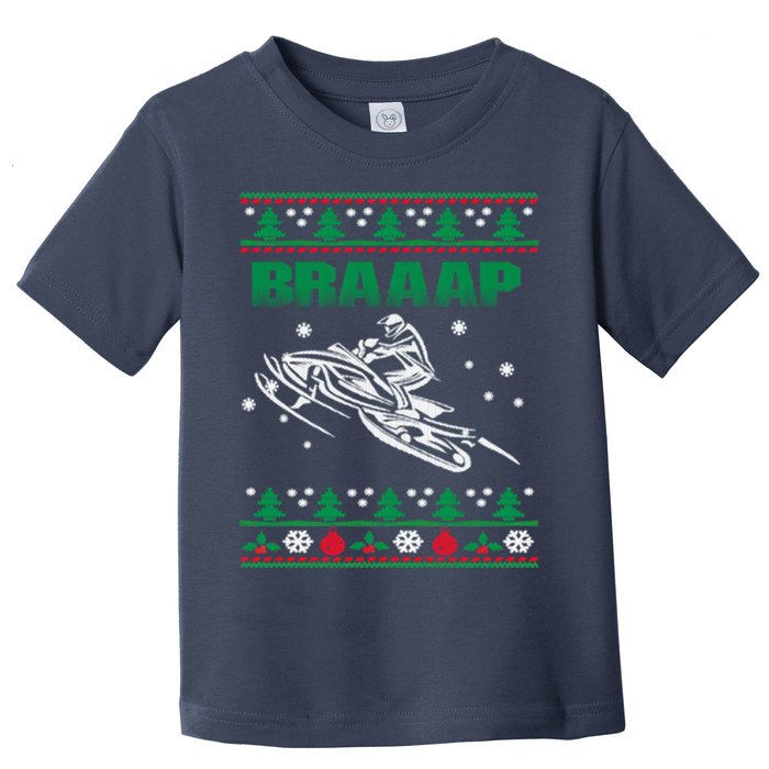 Braaap Snowmobiling Ugly Christmas Toddler T-Shirt