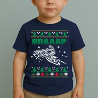 Braaap Snowmobiling Ugly Christmas Toddler T-Shirt
