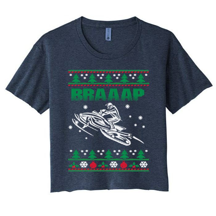 Braaap Snowmobiling Ugly Christmas Crop Top