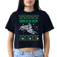 Braaap Snowmobiling Ugly Christmas Crop Top