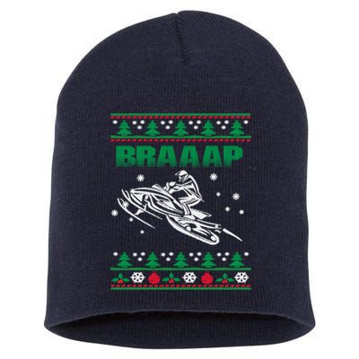 Braaap Snowmobiling Ugly Christmas Short Acrylic Beanie