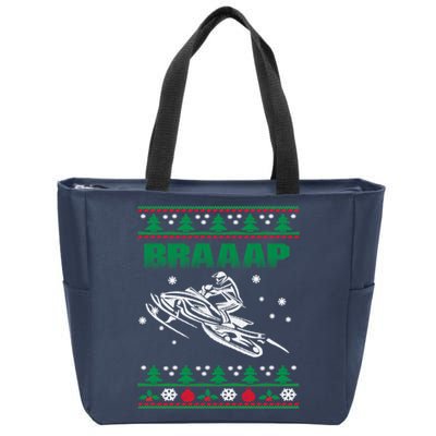 Braaap Snowmobiling Ugly Christmas Zip Tote Bag