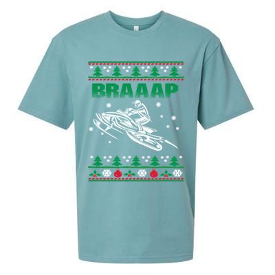 Braaap Snowmobiling Ugly Christmas Sueded Cloud Jersey T-Shirt