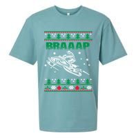 Braaap Snowmobiling Ugly Christmas Sueded Cloud Jersey T-Shirt