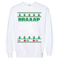 Braaap Snowmobiling Ugly Christmas Garment-Dyed Sweatshirt