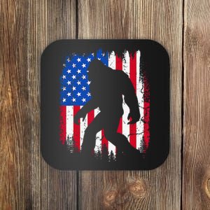 Bigfoot Silhouette USA Flag Sasquatch Lovers July 4th Coaster