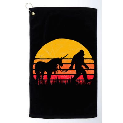 Bigfoot Sasquatch & Unicorn Retro Legends! Platinum Collection Golf Towel