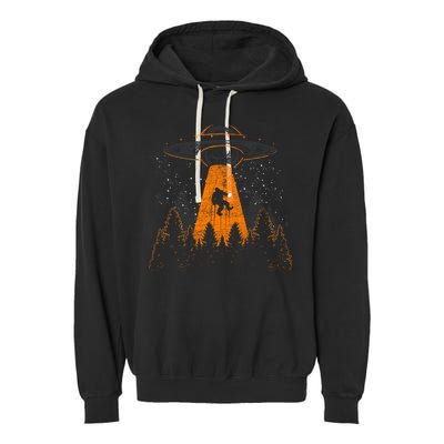 Bigfoot Sasquatch Ufo Alien Abduction Yeti Cryptid Bigfoot Garment-Dyed Fleece Hoodie