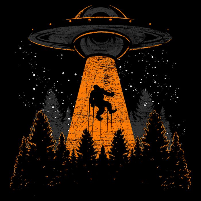 Bigfoot Sasquatch Ufo Alien Abduction Yeti Cryptid Bigfoot Flat Bill Trucker Hat