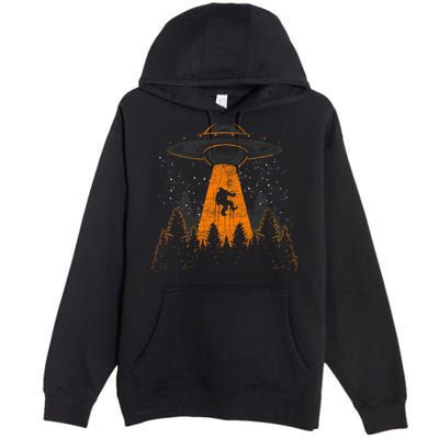 Bigfoot Sasquatch Ufo Alien Abduction Yeti Cryptid Bigfoot Premium Pullover Hoodie