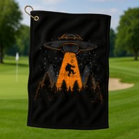 Bigfoot Sasquatch Ufo Alien Abduction Yeti Cryptid Bigfoot Golf Towel