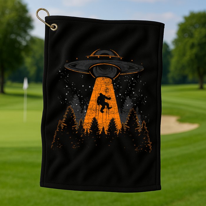 Bigfoot Sasquatch Ufo Alien Abduction Yeti Cryptid Bigfoot Golf Towel