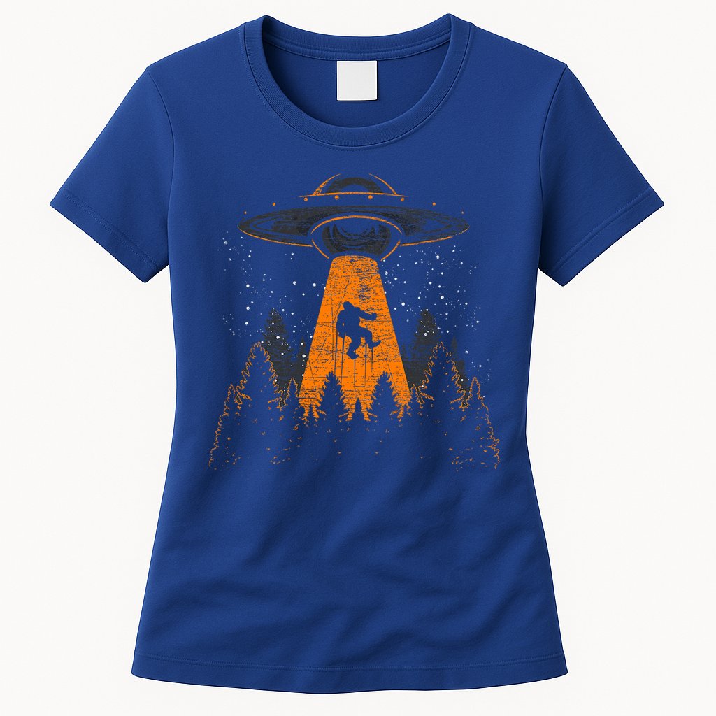 Bigfoot Sasquatch Ufo Alien Abduction Yeti Cryptid Bigfoot Womens T-Shirt