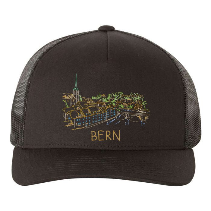 Bern Switzerland Unique Hand Drawn Art Yupoong Adult 5-Panel Trucker Hat