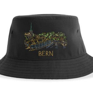 Bern Switzerland Unique Hand Drawn Art Sustainable Bucket Hat